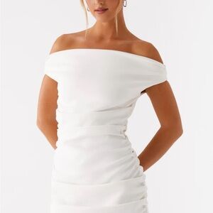 Peppermayo Exclusive - Morgan Off Shoulder Mini Dress - Ivory